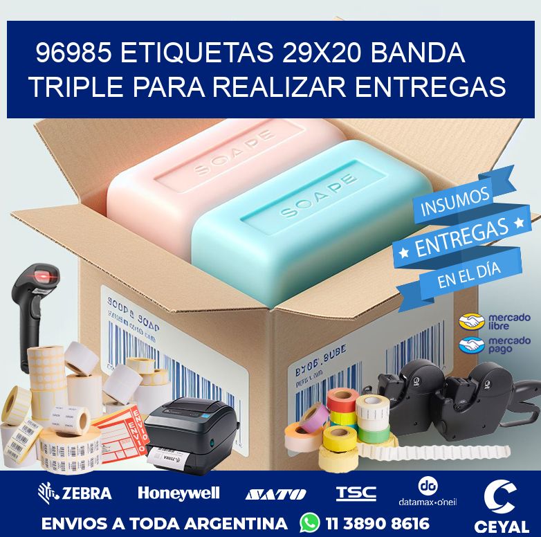 96985 ETIQUETAS 29X20 BANDA TRIPLE PARA REALIZAR ENTREGAS