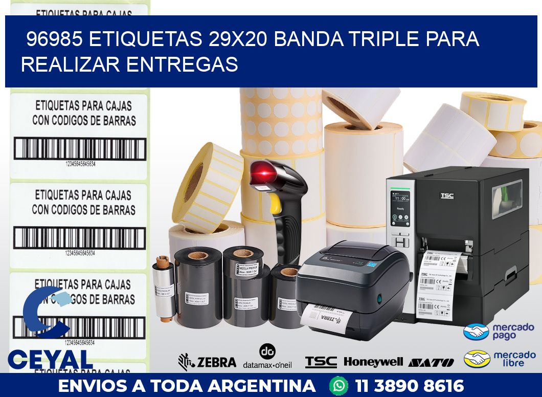 96985 ETIQUETAS 29X20 BANDA TRIPLE PARA REALIZAR ENTREGAS