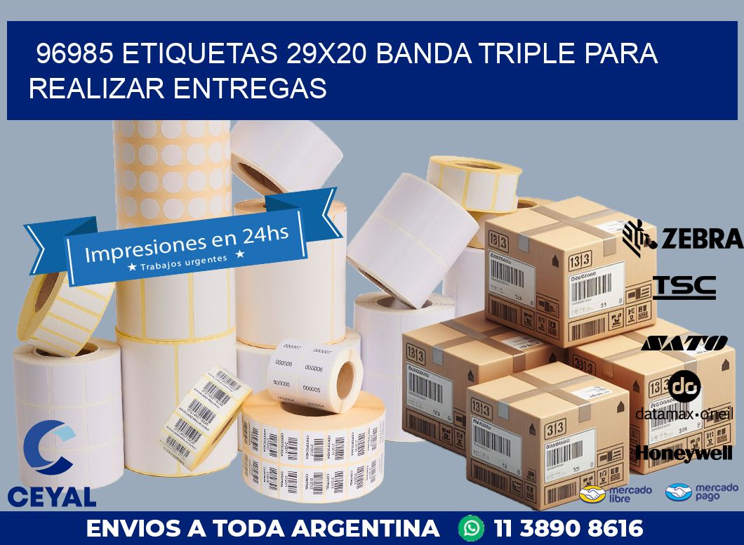 96985 ETIQUETAS 29X20 BANDA TRIPLE PARA REALIZAR ENTREGAS