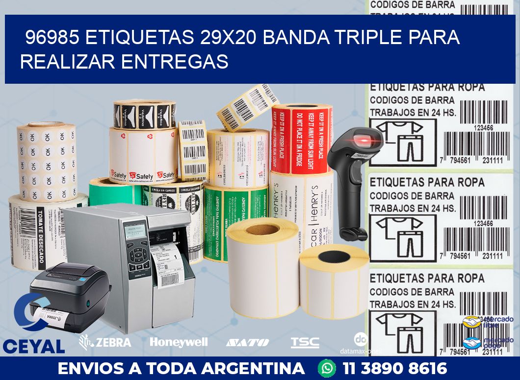 96985 ETIQUETAS 29X20 BANDA TRIPLE PARA REALIZAR ENTREGAS