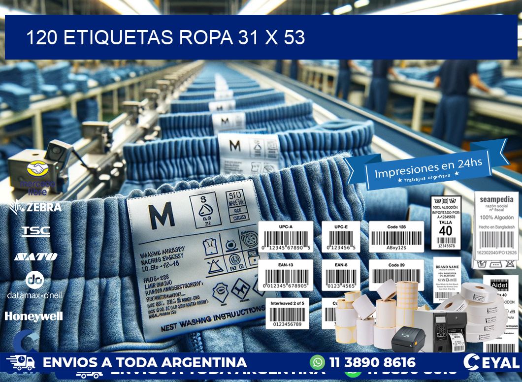 120 ETIQUETAS ROPA 31 x 53