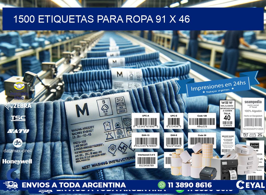1500 ETIQUETAS PARA ROPA 91 x 46