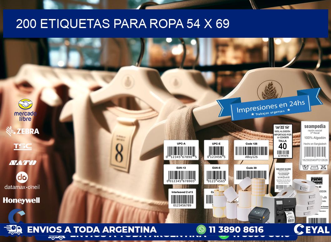200 ETIQUETAS PARA ROPA 54 x 69