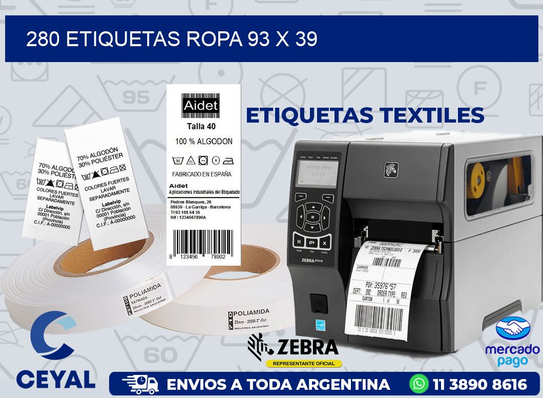 280 ETIQUETAS ROPA 93 x 39