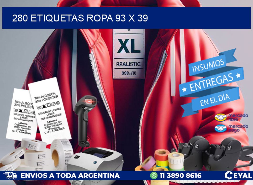 280 ETIQUETAS ROPA 93 x 39