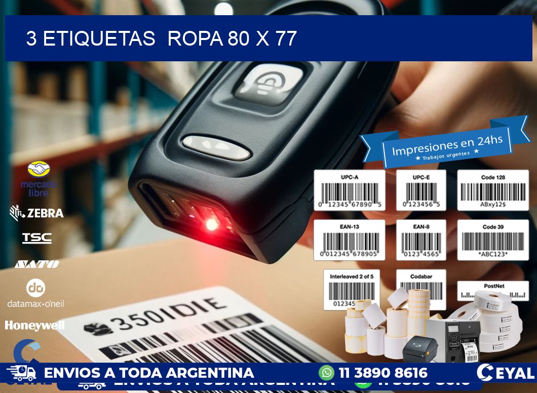 3 ETIQUETAS  ROPA 80 x 77