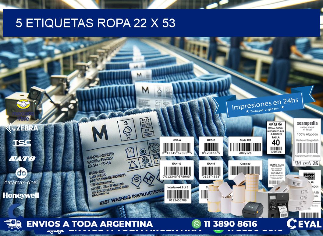 5 ETIQUETAS ROPA 22 x 53