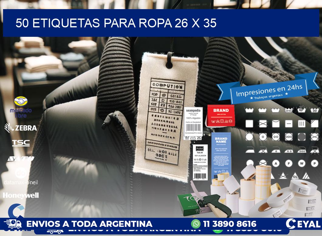 50 ETIQUETAS PARA ROPA 26 x 35