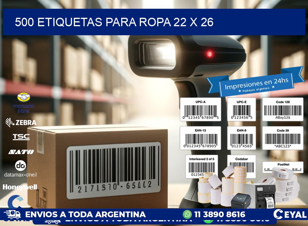 500 ETIQUETAS PARA ROPA 22 x 26