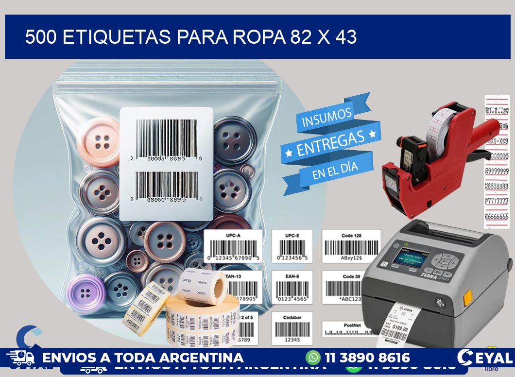 500 ETIQUETAS PARA ROPA 82 x 43