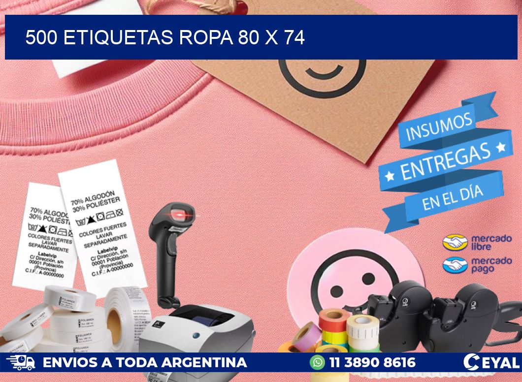 500 ETIQUETAS ROPA 80 x 74