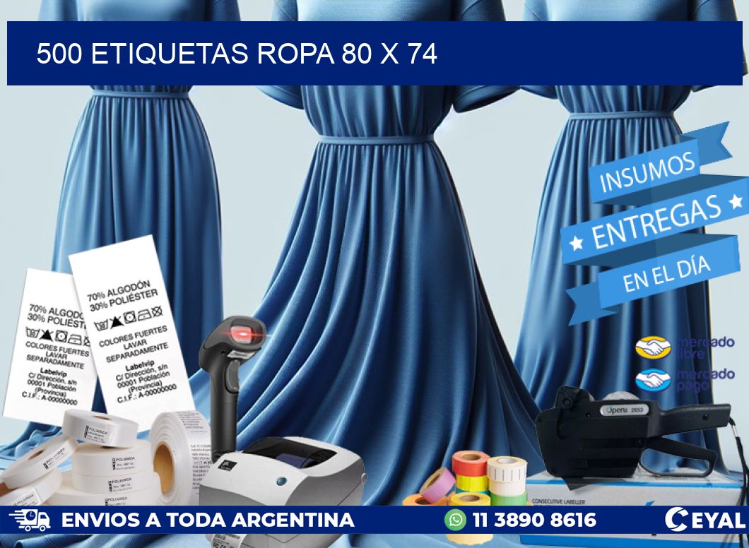 500 ETIQUETAS ROPA 80 x 74