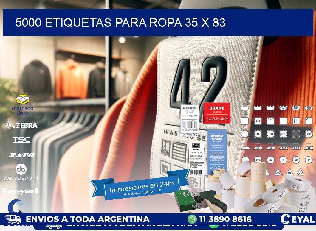 5000 ETIQUETAS PARA ROPA 35 x 83