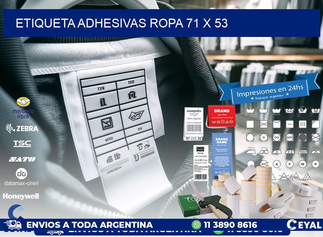 ETIQUETA ADHESIVAS ROPA 71 x 53