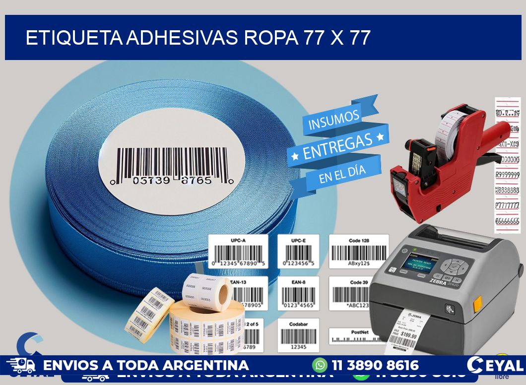 ETIQUETA ADHESIVAS ROPA 77 x 77