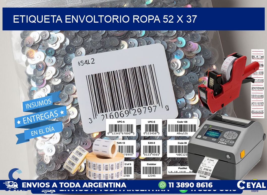 ETIQUETA ENVOLTORIO ROPA 52 x 37