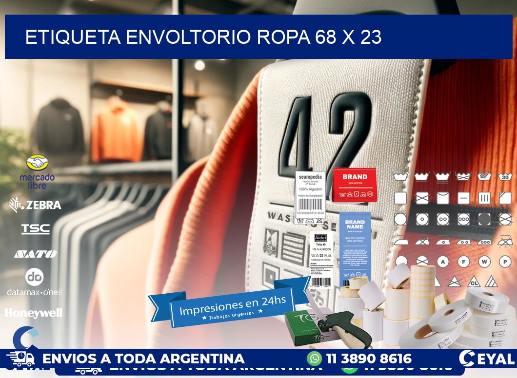 ETIQUETA ENVOLTORIO ROPA 68 x 23
