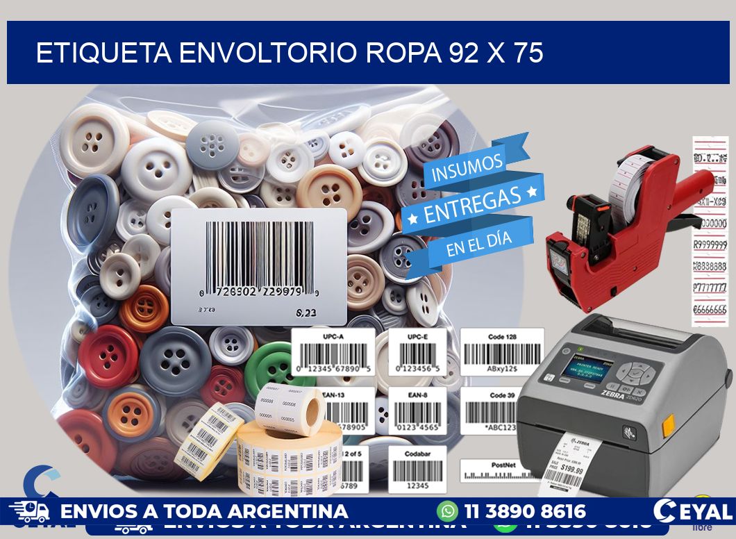 ETIQUETA ENVOLTORIO ROPA 92 x 75