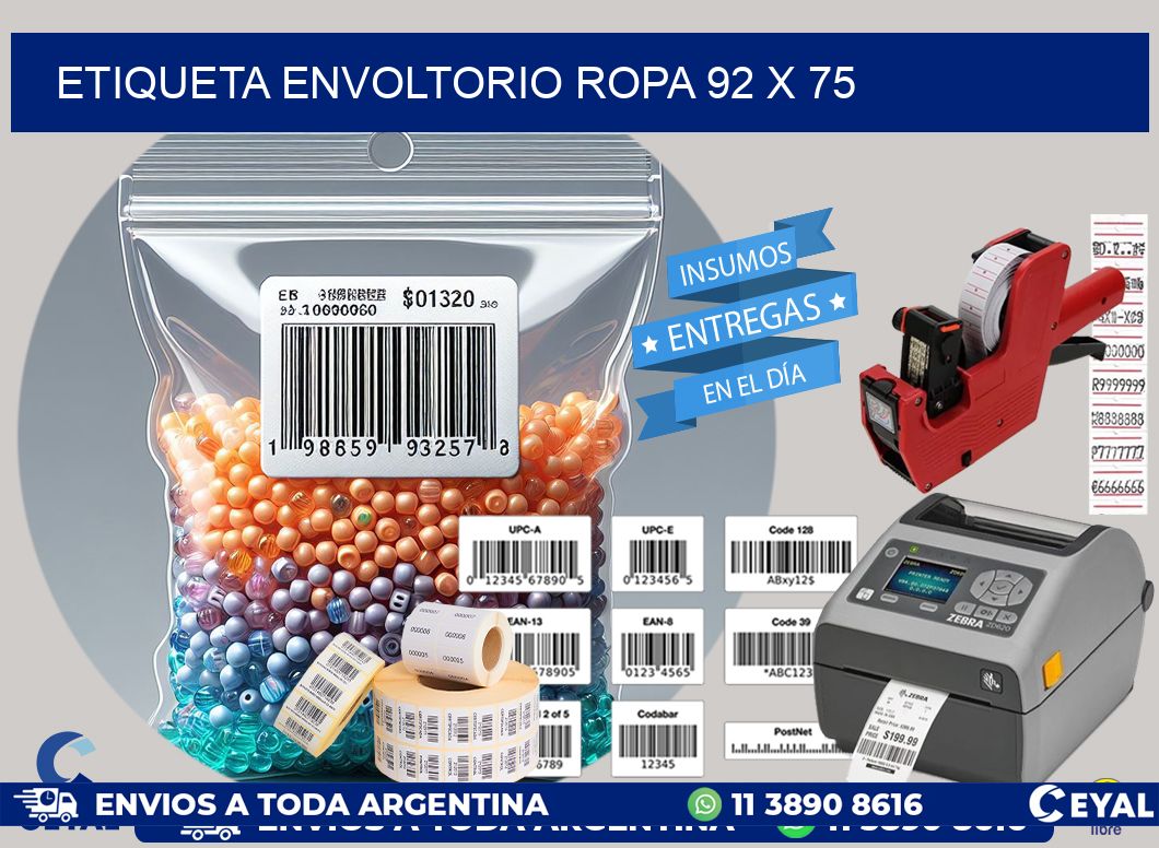 ETIQUETA ENVOLTORIO ROPA 92 x 75