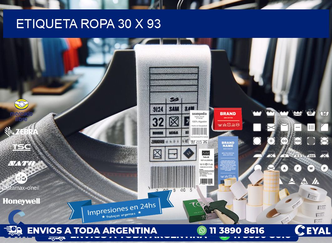 ETIQUETA ROPA 30 x 93