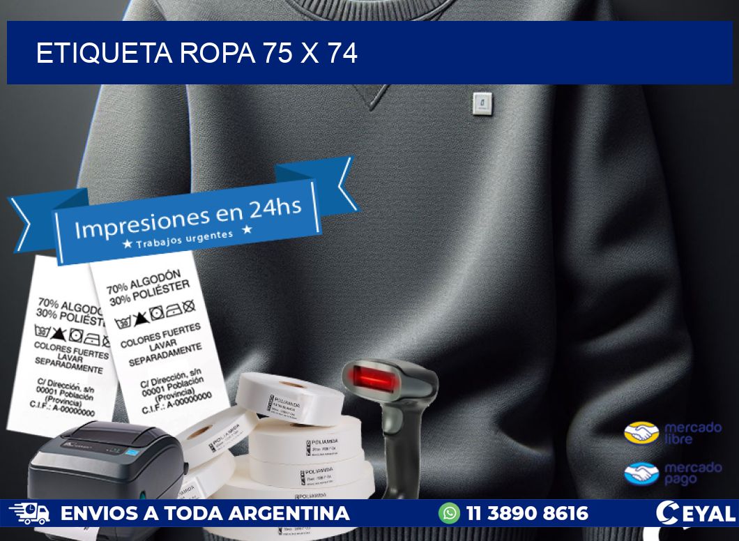 ETIQUETA ROPA 75 x 74