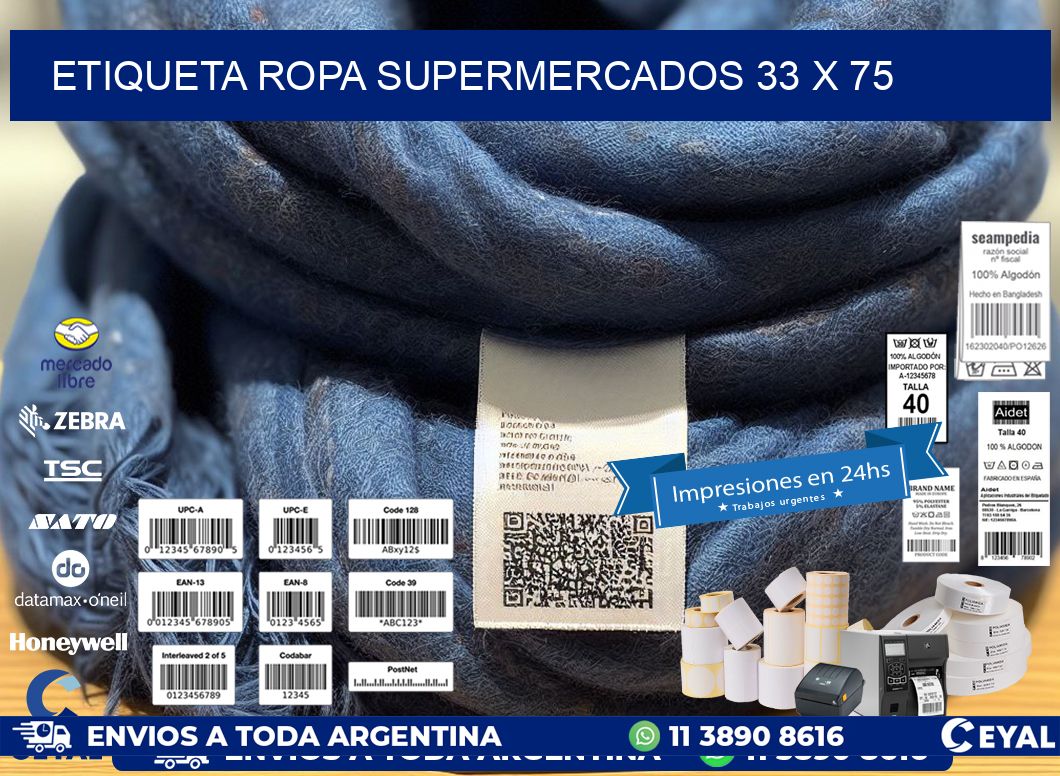 ETIQUETA ROPA SUPERMERCADOS 33 x 75