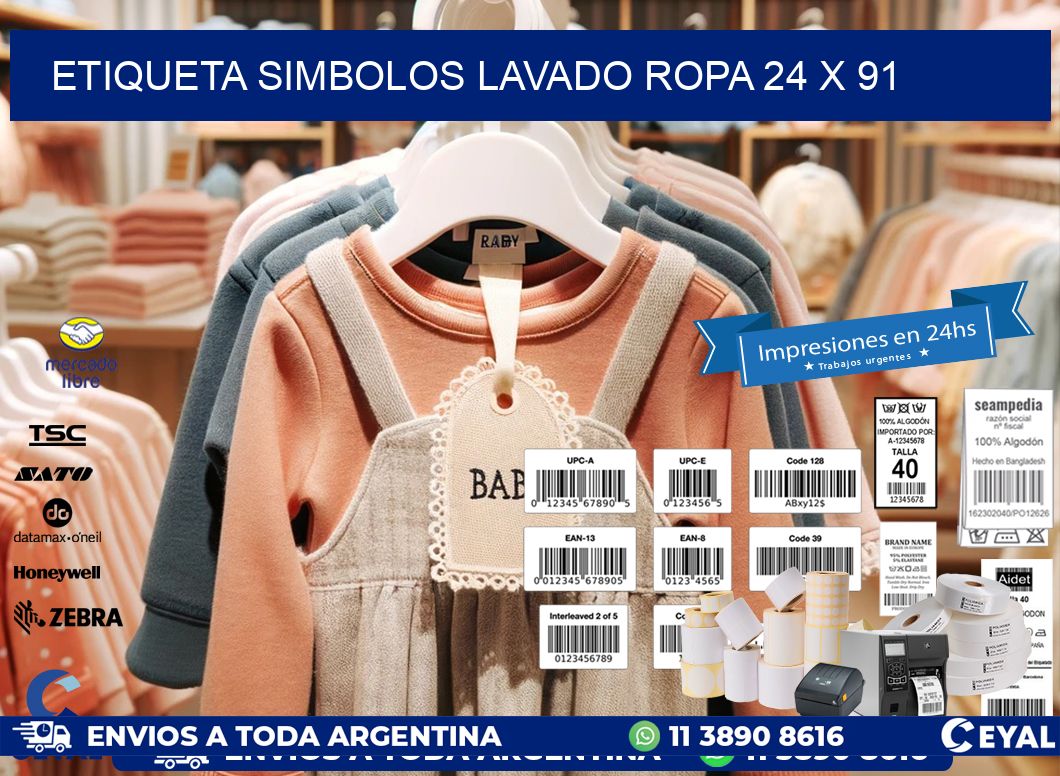 ETIQUETA SIMBOLOS LAVADO ROPA 24 x 91