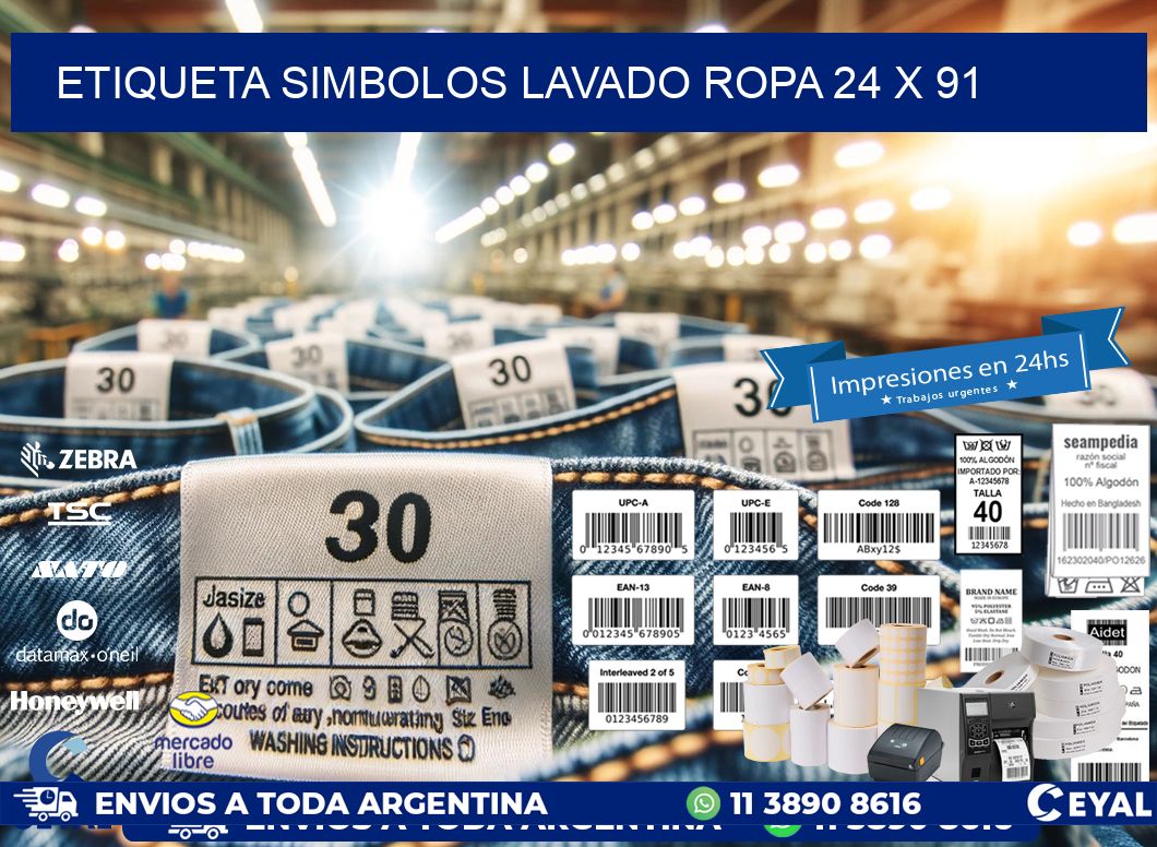 ETIQUETA SIMBOLOS LAVADO ROPA 24 x 91