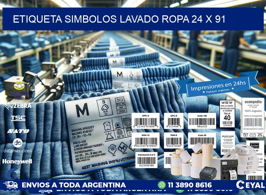 ETIQUETA SIMBOLOS LAVADO ROPA 24 x 91