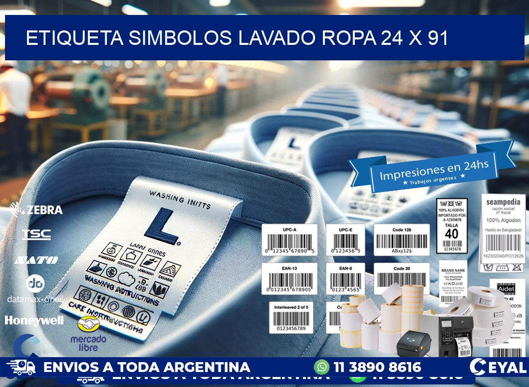 ETIQUETA SIMBOLOS LAVADO ROPA 24 x 91