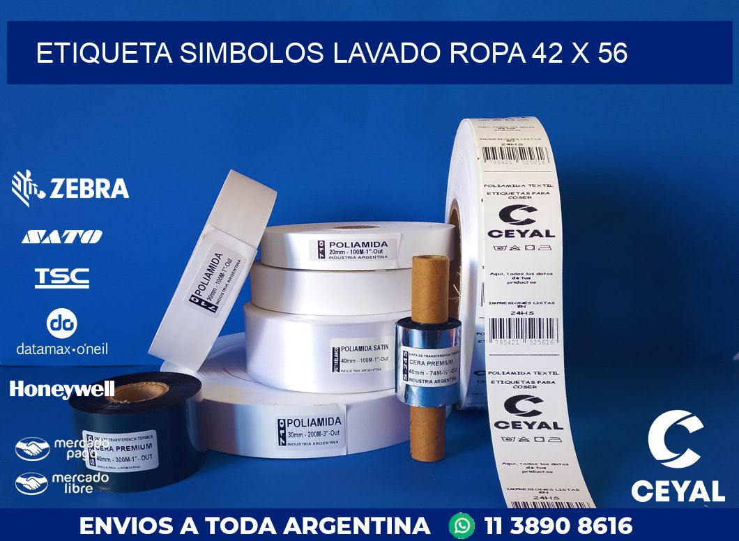 ETIQUETA SIMBOLOS LAVADO ROPA 42 x 56