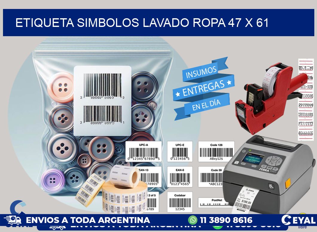 ETIQUETA SIMBOLOS LAVADO ROPA 47 x 61