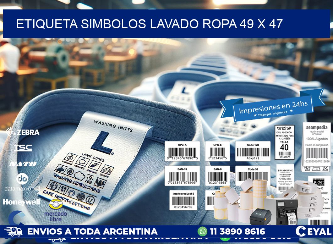 ETIQUETA SIMBOLOS LAVADO ROPA 49 x 47