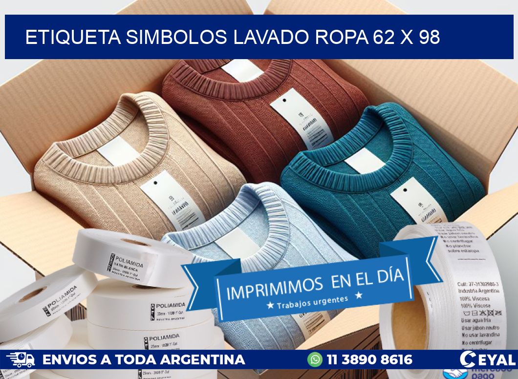 ETIQUETA SIMBOLOS LAVADO ROPA 62 x 98
