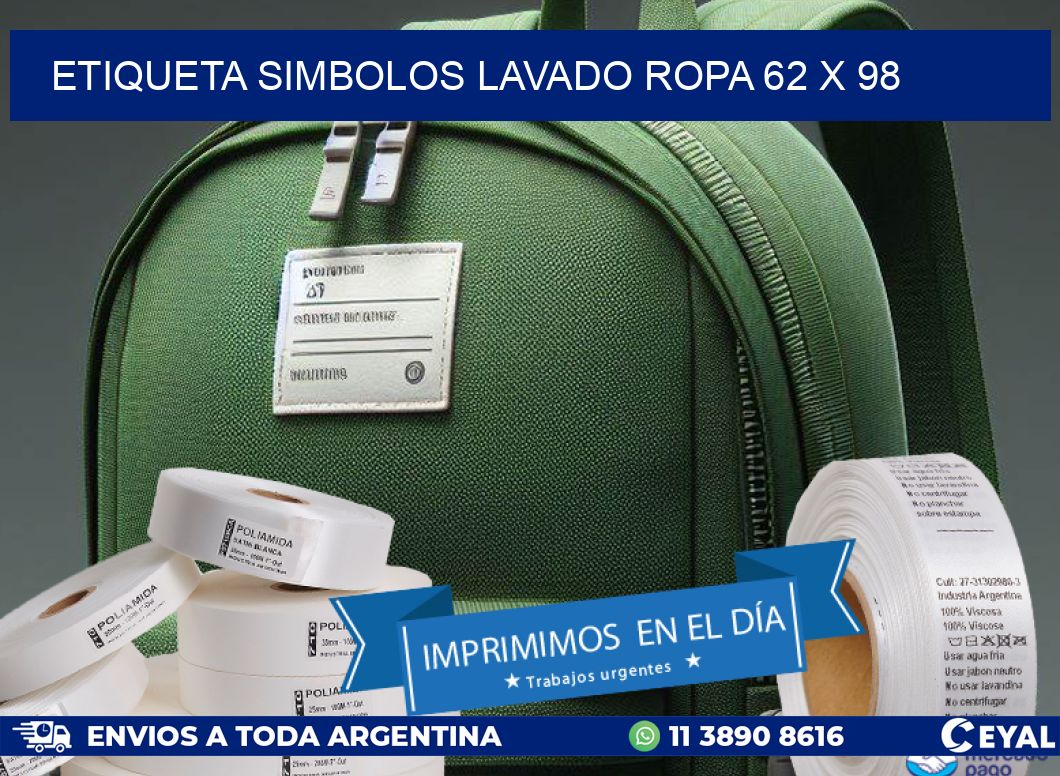 ETIQUETA SIMBOLOS LAVADO ROPA 62 x 98