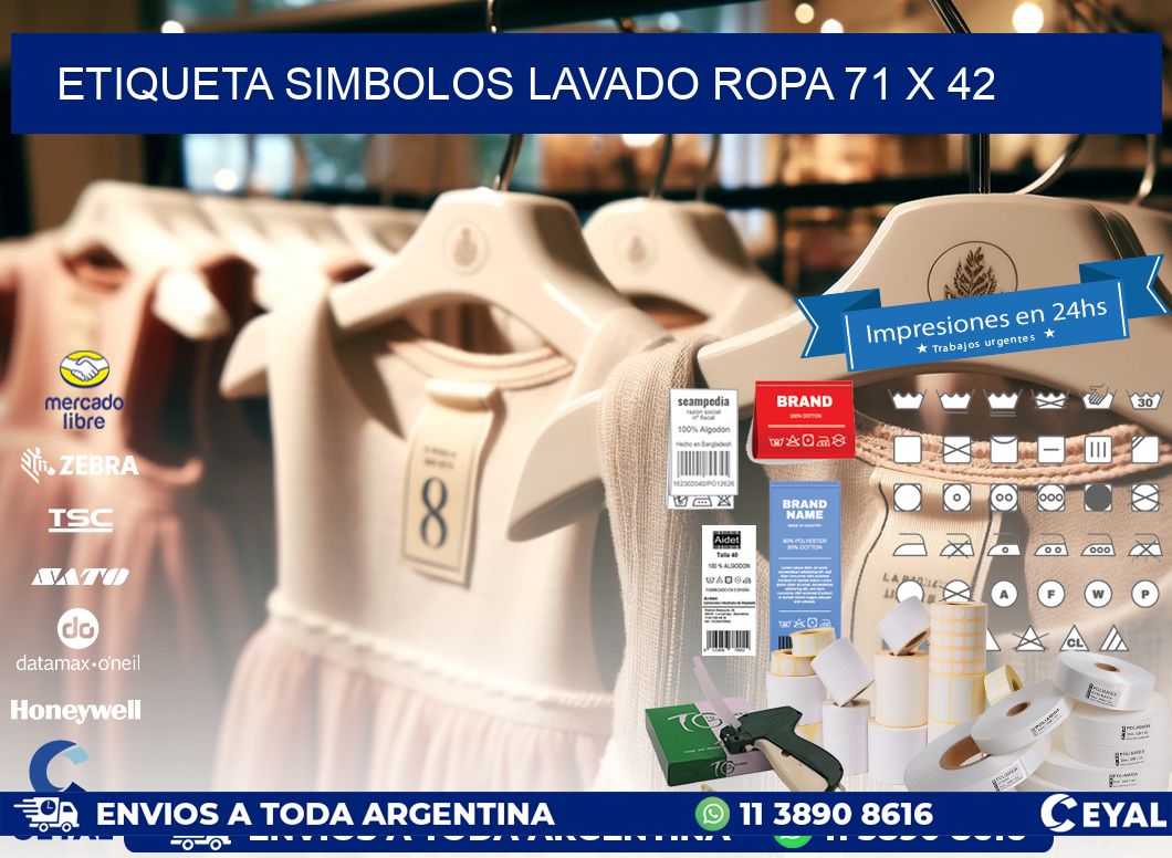 ETIQUETA SIMBOLOS LAVADO ROPA 71 x 42