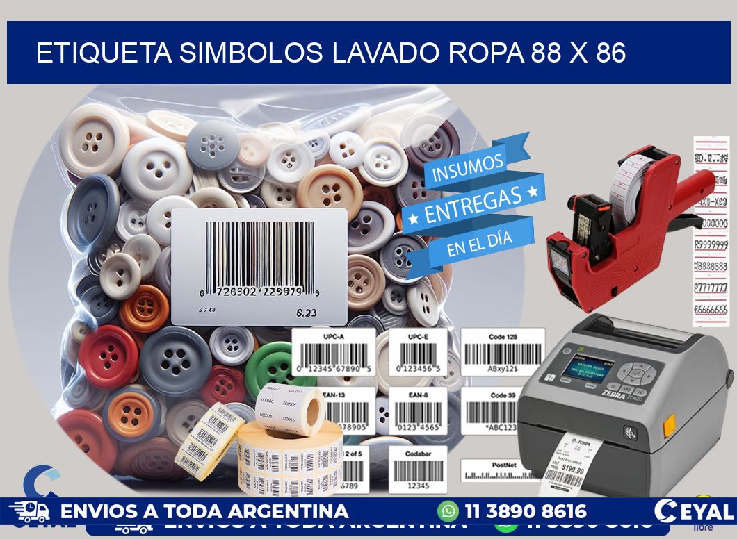 ETIQUETA SIMBOLOS LAVADO ROPA 88 x 86