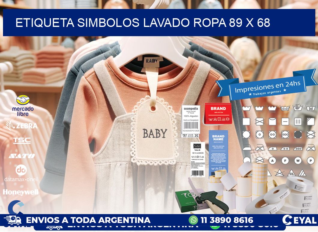 ETIQUETA SIMBOLOS LAVADO ROPA 89 x 68
