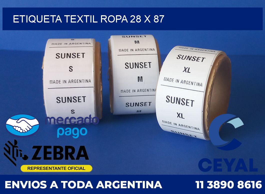 ETIQUETA TEXTIL ROPA 28 x 87