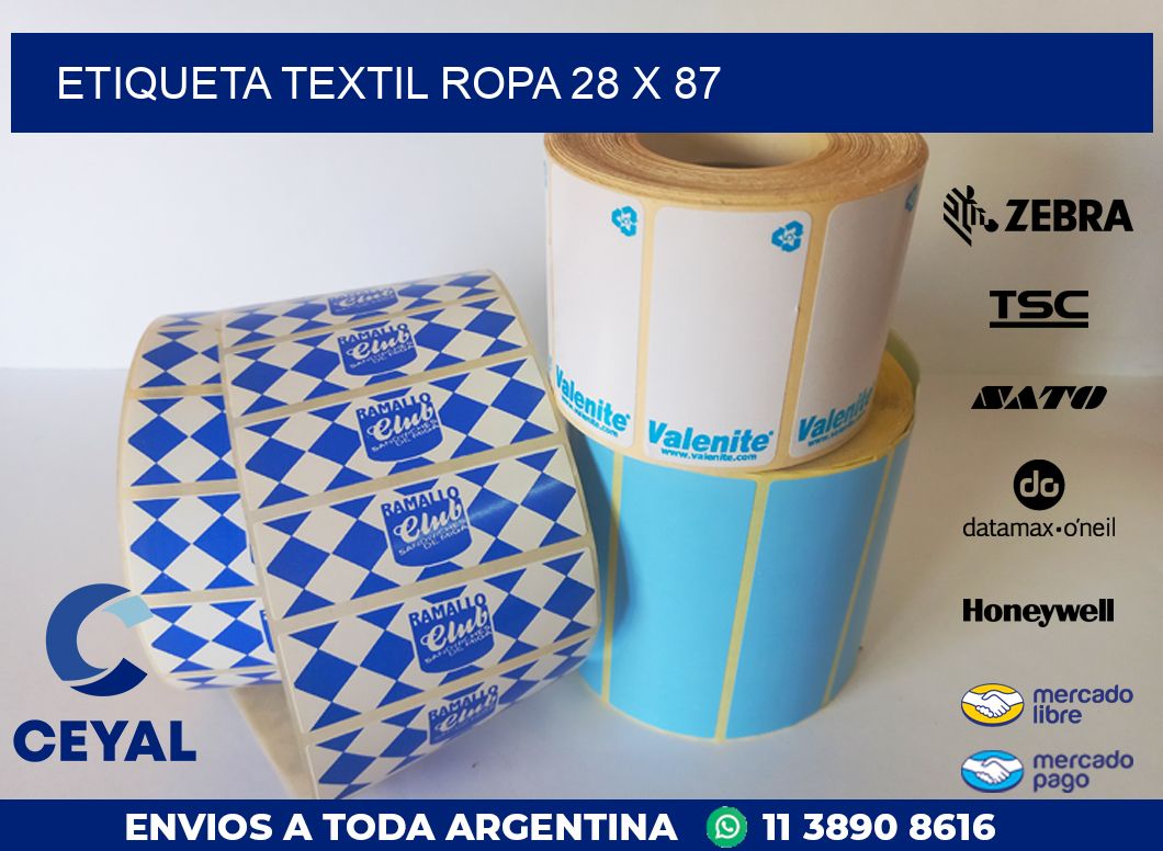 ETIQUETA TEXTIL ROPA 28 x 87