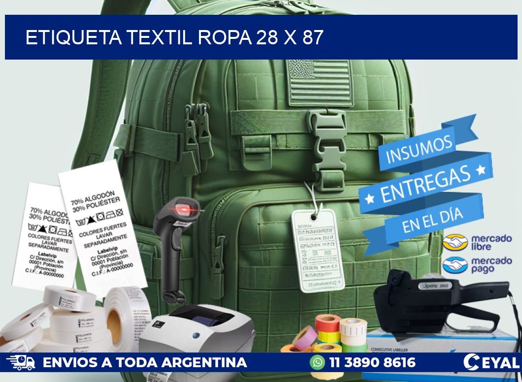 ETIQUETA TEXTIL ROPA 28 x 87