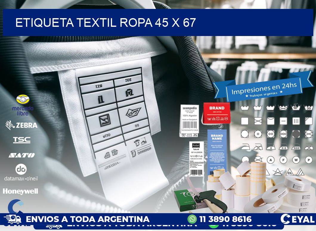 ETIQUETA TEXTIL ROPA 45 x 67