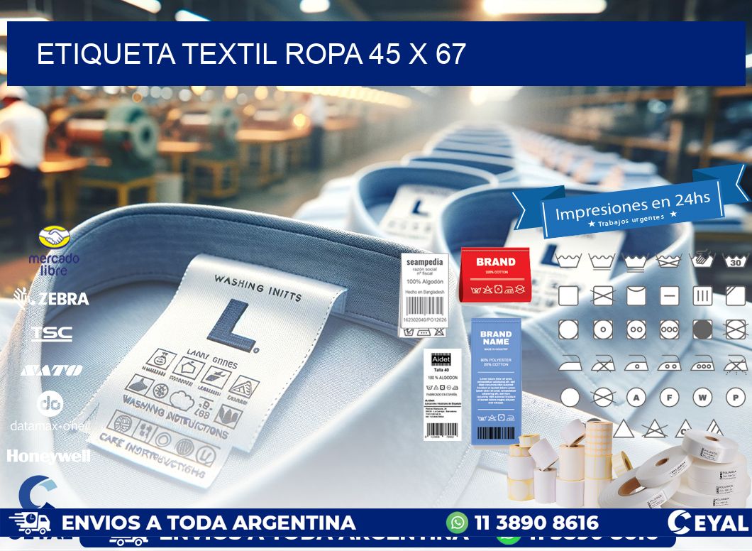 ETIQUETA TEXTIL ROPA 45 x 67