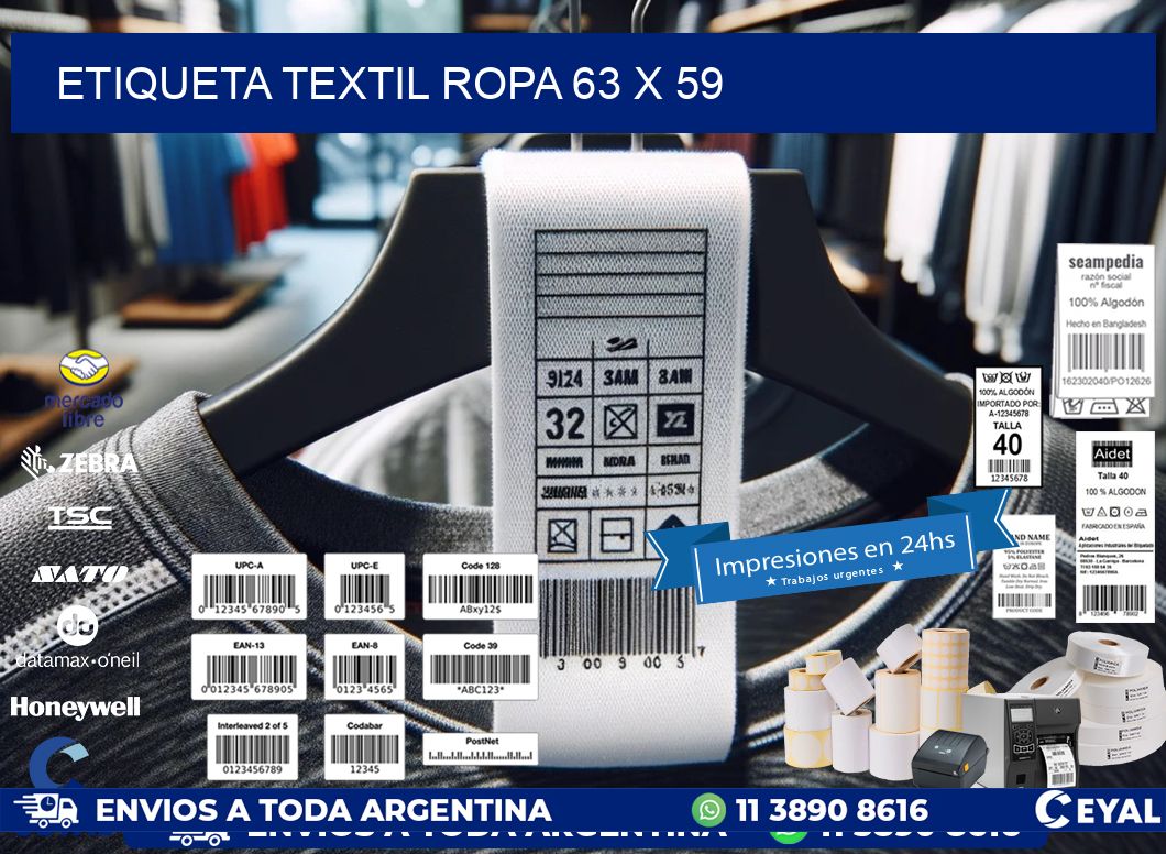 ETIQUETA TEXTIL ROPA 63 x 59