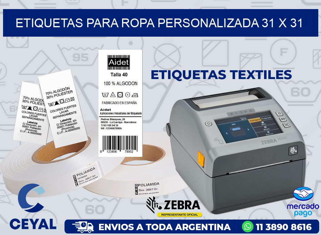 ETIQUETAS PARA ROPA PERSONALIZADA 31 x 31