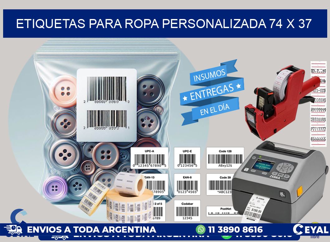 ETIQUETAS PARA ROPA PERSONALIZADA 74 x 37