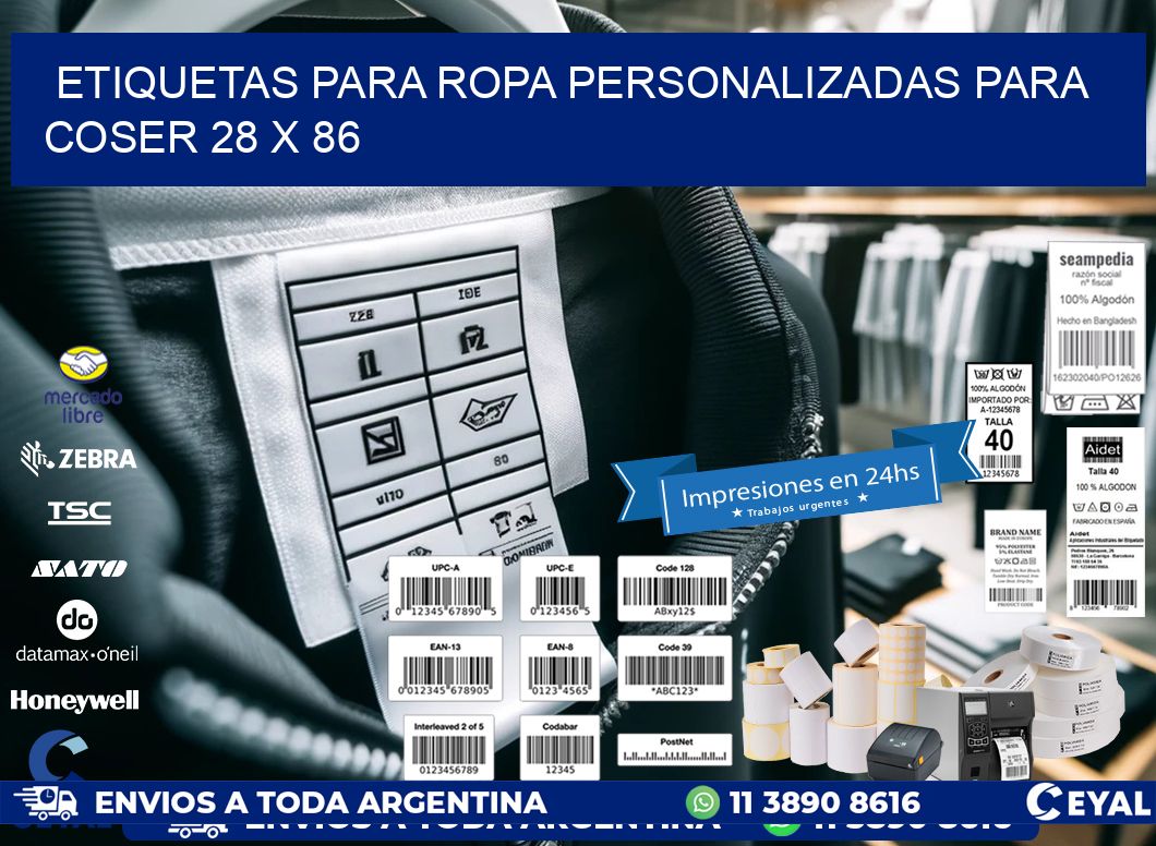 ETIQUETAS PARA ROPA PERSONALIZADAS PARA COSER 28 x 86