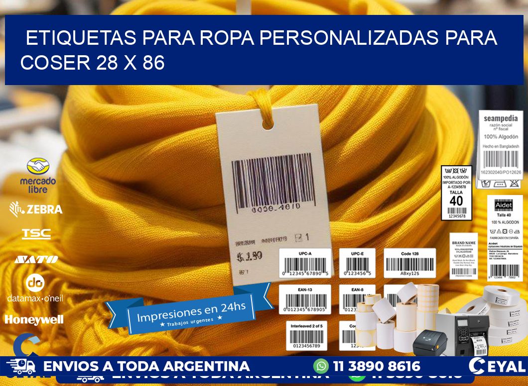 ETIQUETAS PARA ROPA PERSONALIZADAS PARA COSER 28 x 86