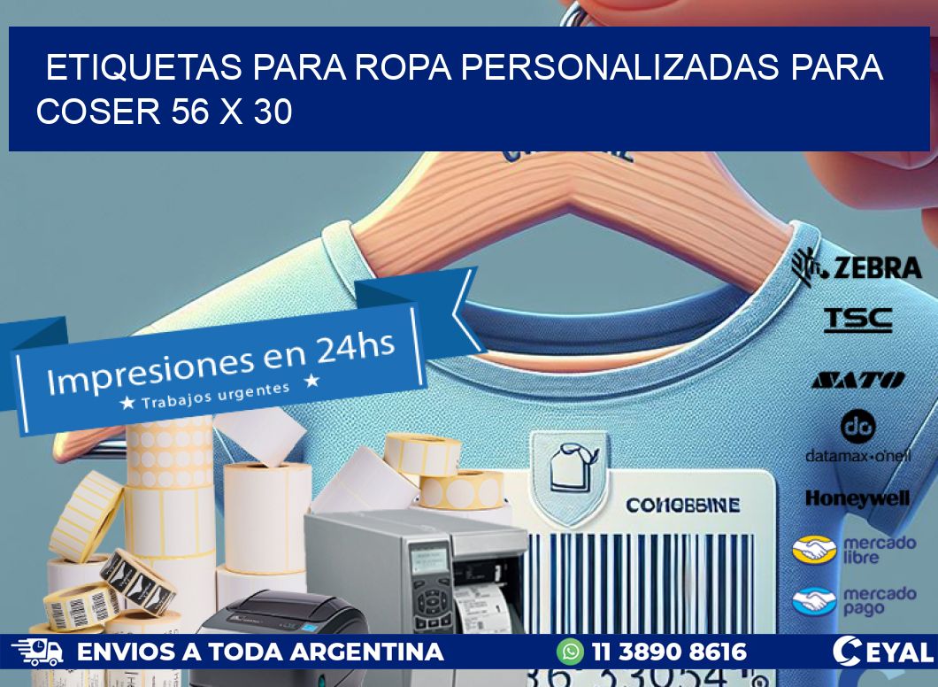 ETIQUETAS PARA ROPA PERSONALIZADAS PARA COSER 56 x 30