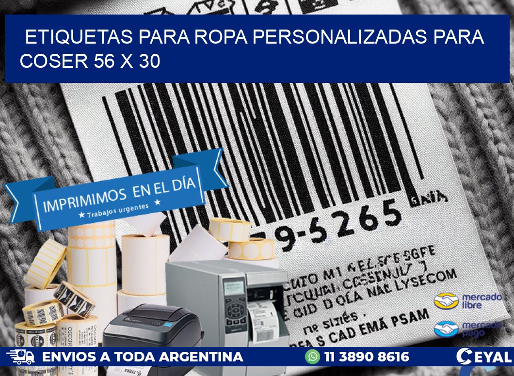 ETIQUETAS PARA ROPA PERSONALIZADAS PARA COSER 56 x 30